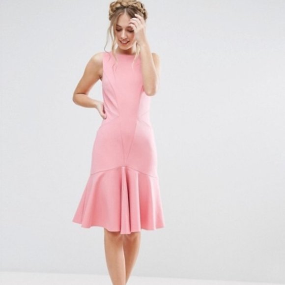 Closet London Dresses & Skirts - Closet London Flounce Hem Sleeveless Pink Dress